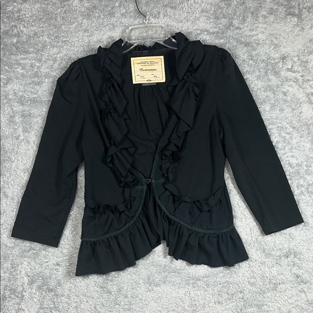 Cartonnier Black Ruffled Suit Jacket